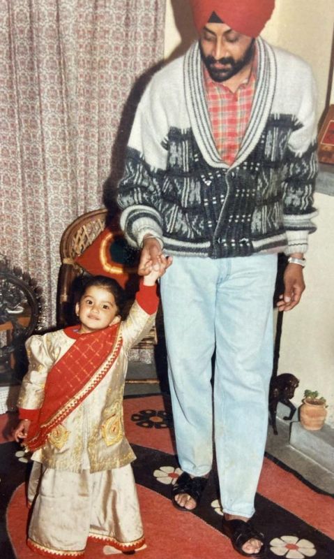 Nimrit Kaur Ahluwalia's childhood photo with her father