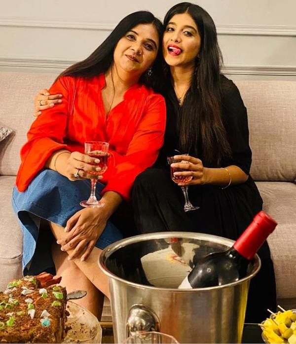 Nimrit Kaur drinking alcohol with her mother
