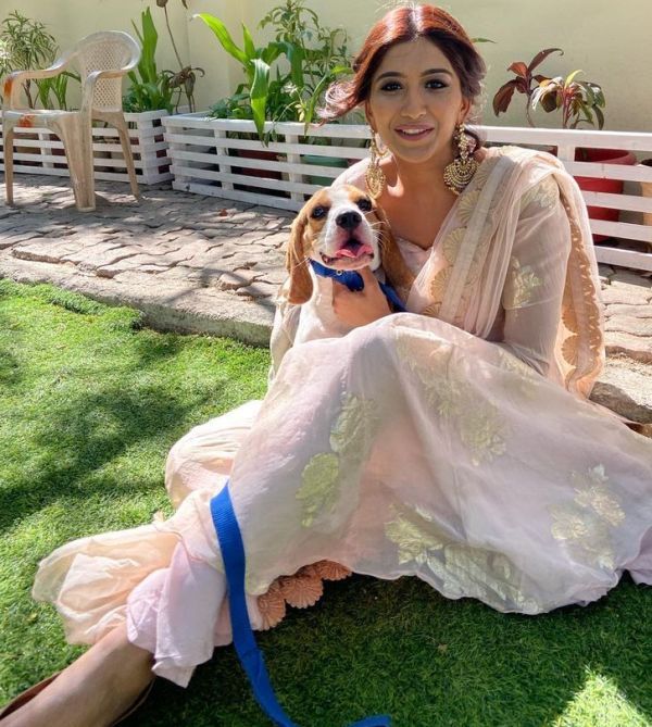 Nimrit Kaur with her pet dog