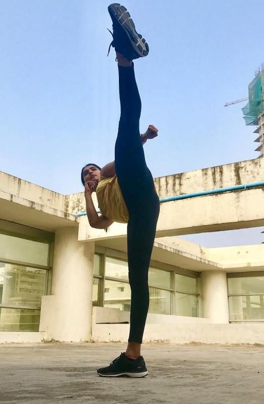 Pooja Hegde doing yoga