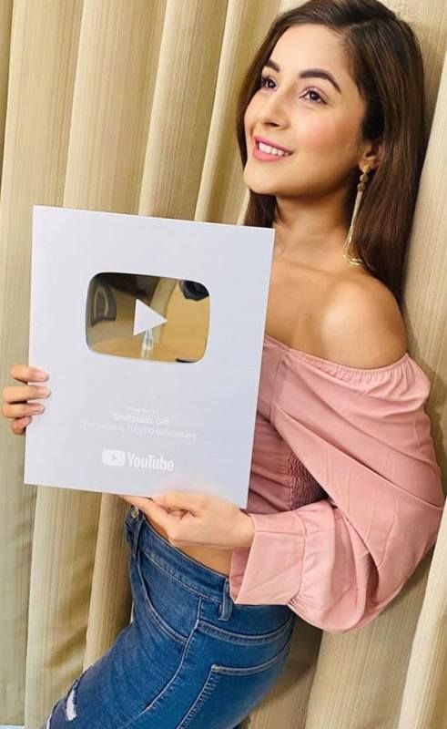 Shehnaz Kaur Gill with Silver Play Button