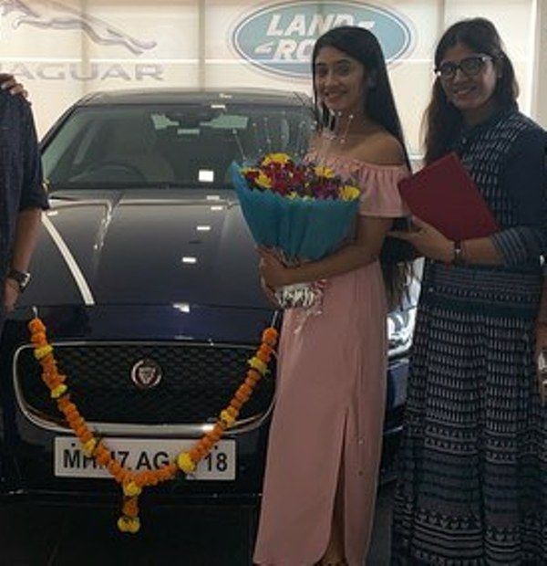 Shivangi Joshi with her Jaguar car