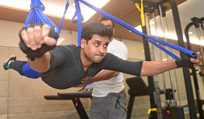 Shrikant Shinde doing gym