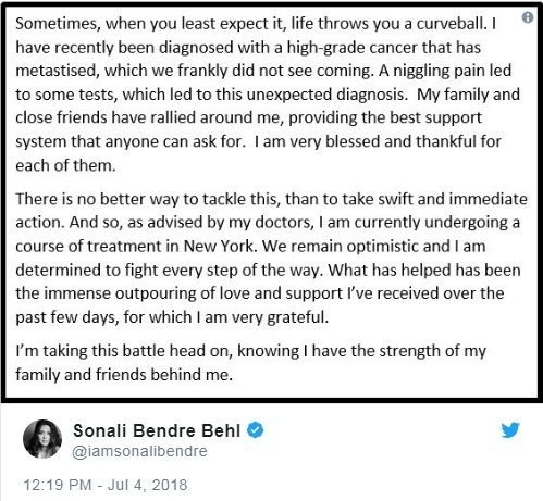 Sonali Bendre cancer news