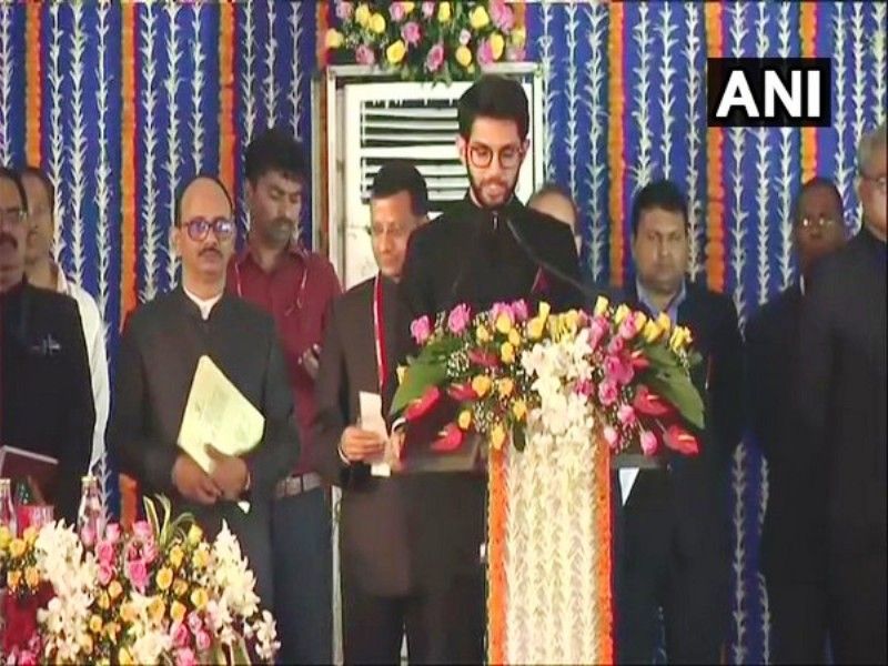 Aditya Thackeray being sworn in as a Cabinet Minister in the Maharashtra Government