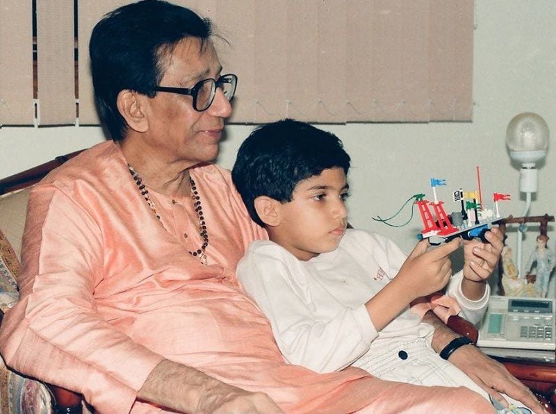 Aditya Thackeray with his grandfather