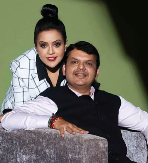 Devendra Fadnavis with his wife