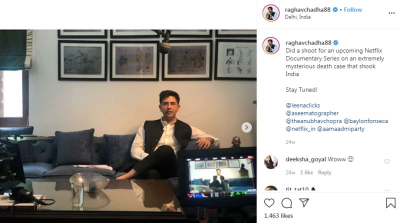 Raghav Chadha during a shoot for the Netflix Documentary Rajma Chawal