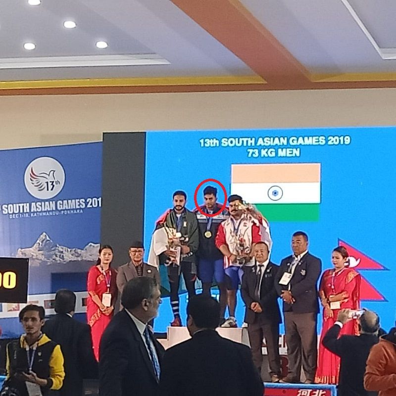 Achinta Sheuli with gold medal at the South Asian Games