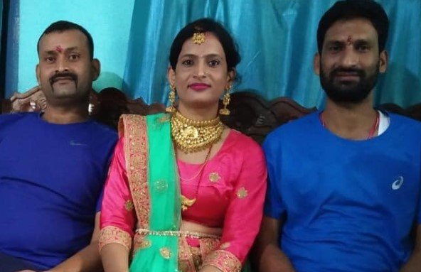 Chandan Kumar Singh with his sister and brother