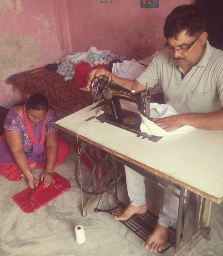 Divya Kakran’s parents sewing Langots