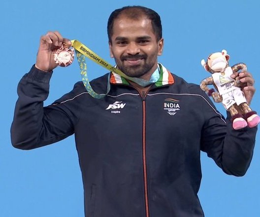 Gururaja Poojary after winning a Bronze medal in the 2022 Commonwealth Games