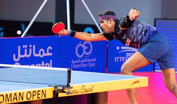 Sharath Kamal at the ITTF Pro Tour in Oman