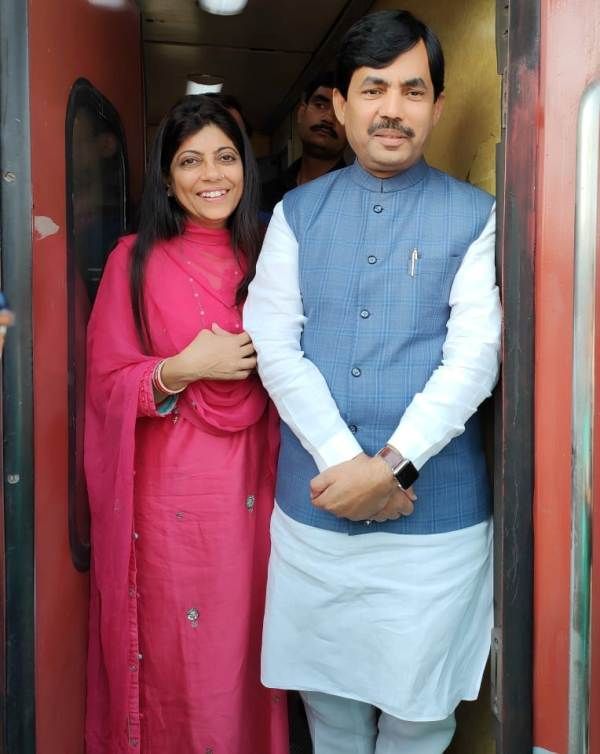 Syed Shahnawaz Hussain with his wife