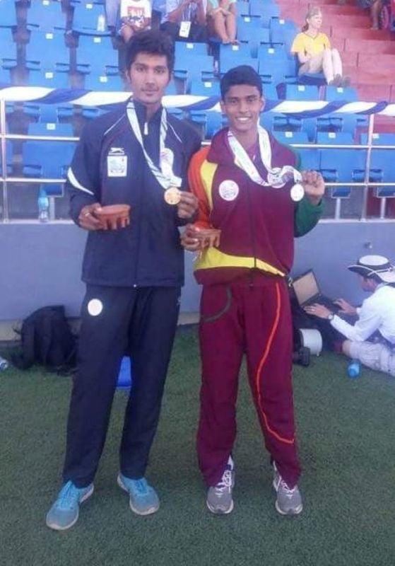 Tejaswin Shankar with his gold medal at 2015 Commonwealth Youth Games