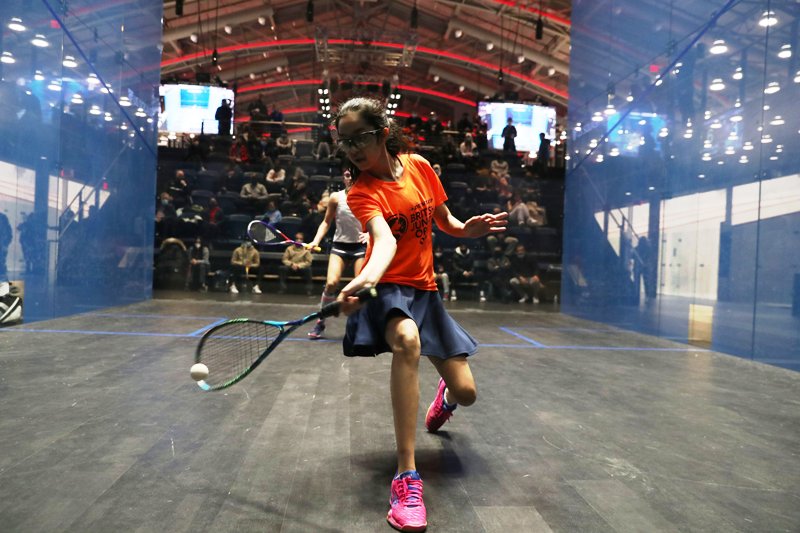 Anahat Singh during her match in the US Junior Open Squash Championship