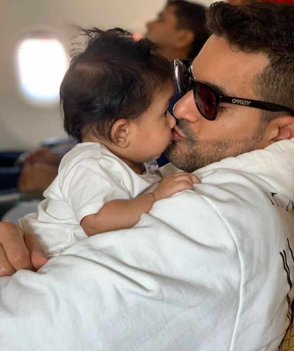 Angad Bedi with his son