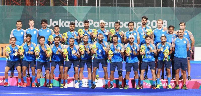 India’s men’s hockey team posing for a picture after winning bronze at the 2018 Asian Games