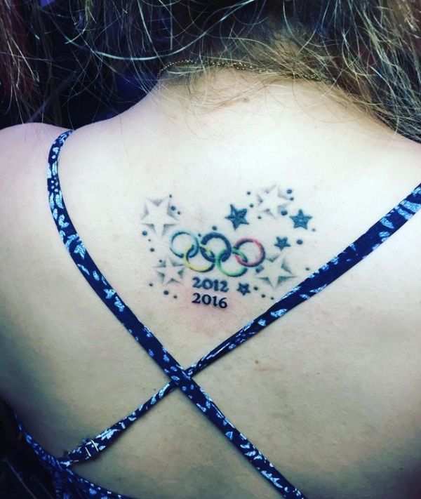 Jwala Gutta has got a tattoo of Olympics 2012, 2016 on her neck