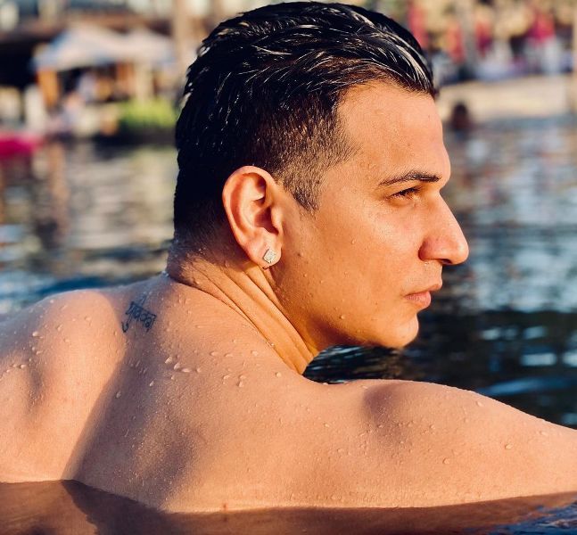 Prince Narula has got the name of his wife Yuvika written on his neck