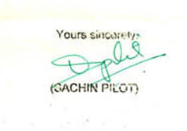 Sachin Pilot's signature