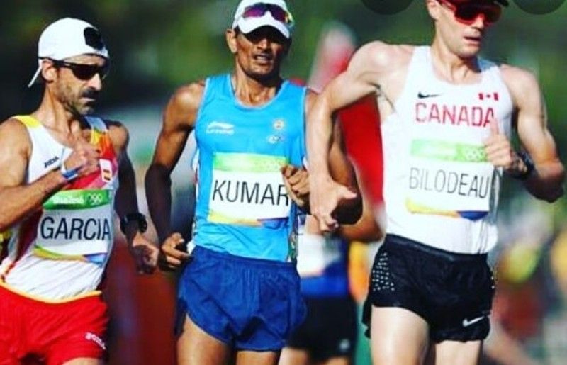 Sandeep Kumar (middle) in the Rio Olympics, Tokyo