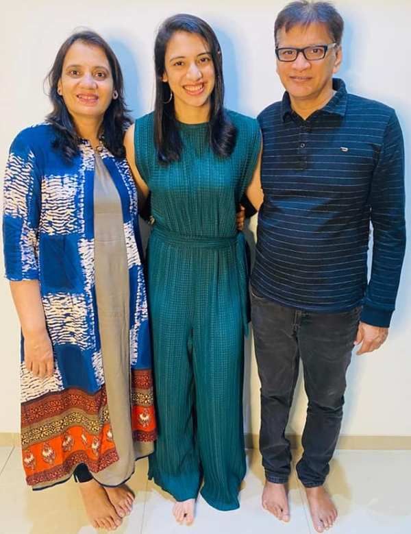 Smriti Mandhana with her parents