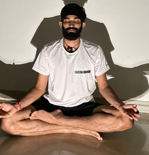 Srikanth Kidambi while practicing meditation