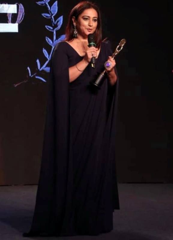 Divya Dutta with her REEL Movie Awards in 2019