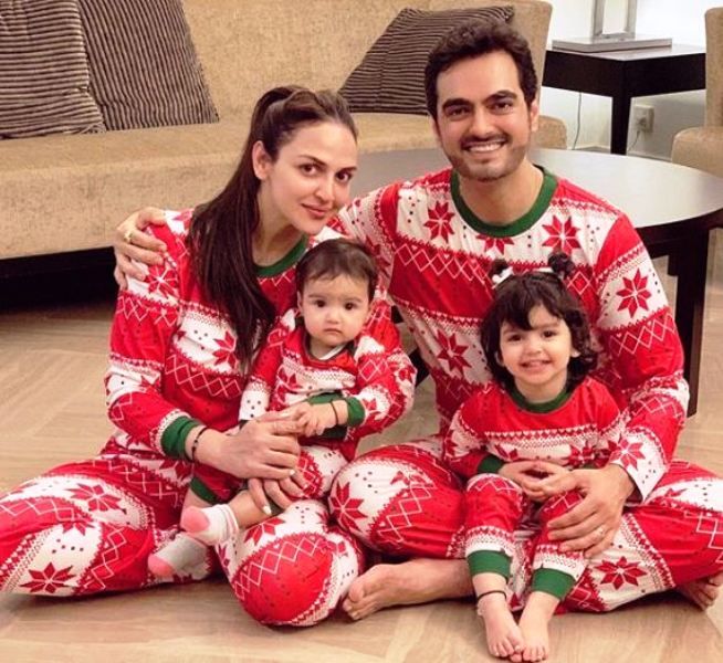 Esha Deol with her husband and daughters