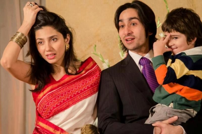 Mahira Khan with her husband and son