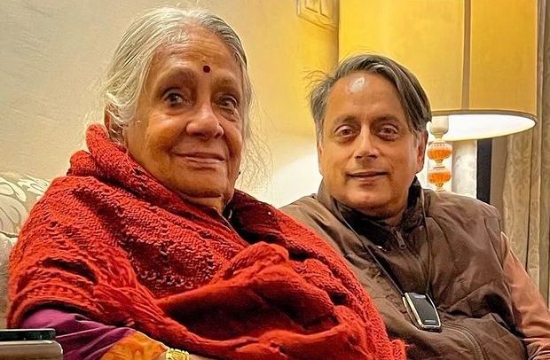 Shashi Tharoor with his mother