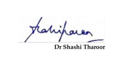 Shashi Tharoor's signature