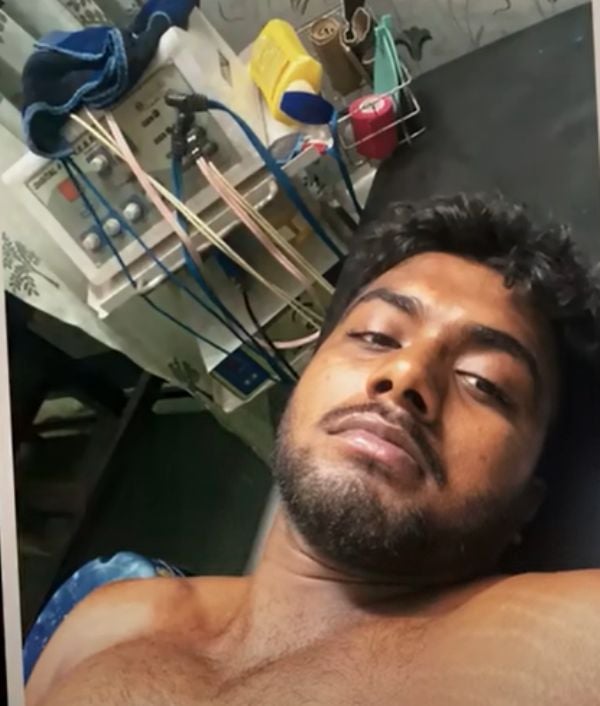 Ankit Baiyanpuria during shoulder injury treatment at a hospital