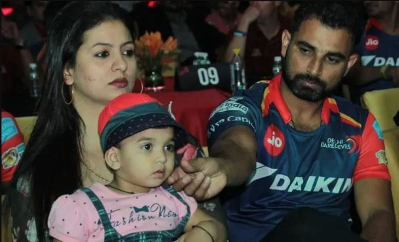 Mohammed Shami with his wife and daughter